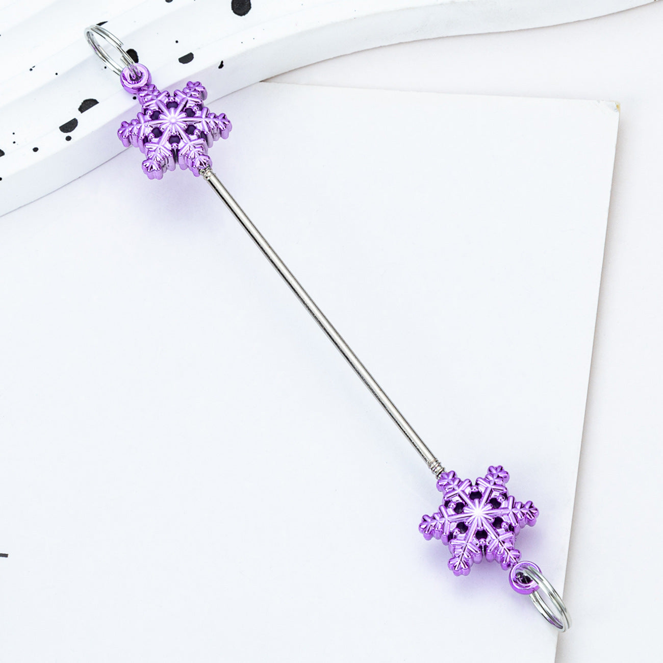 Wholesale  DIY Christmas Snowflake  Beadable Keychain