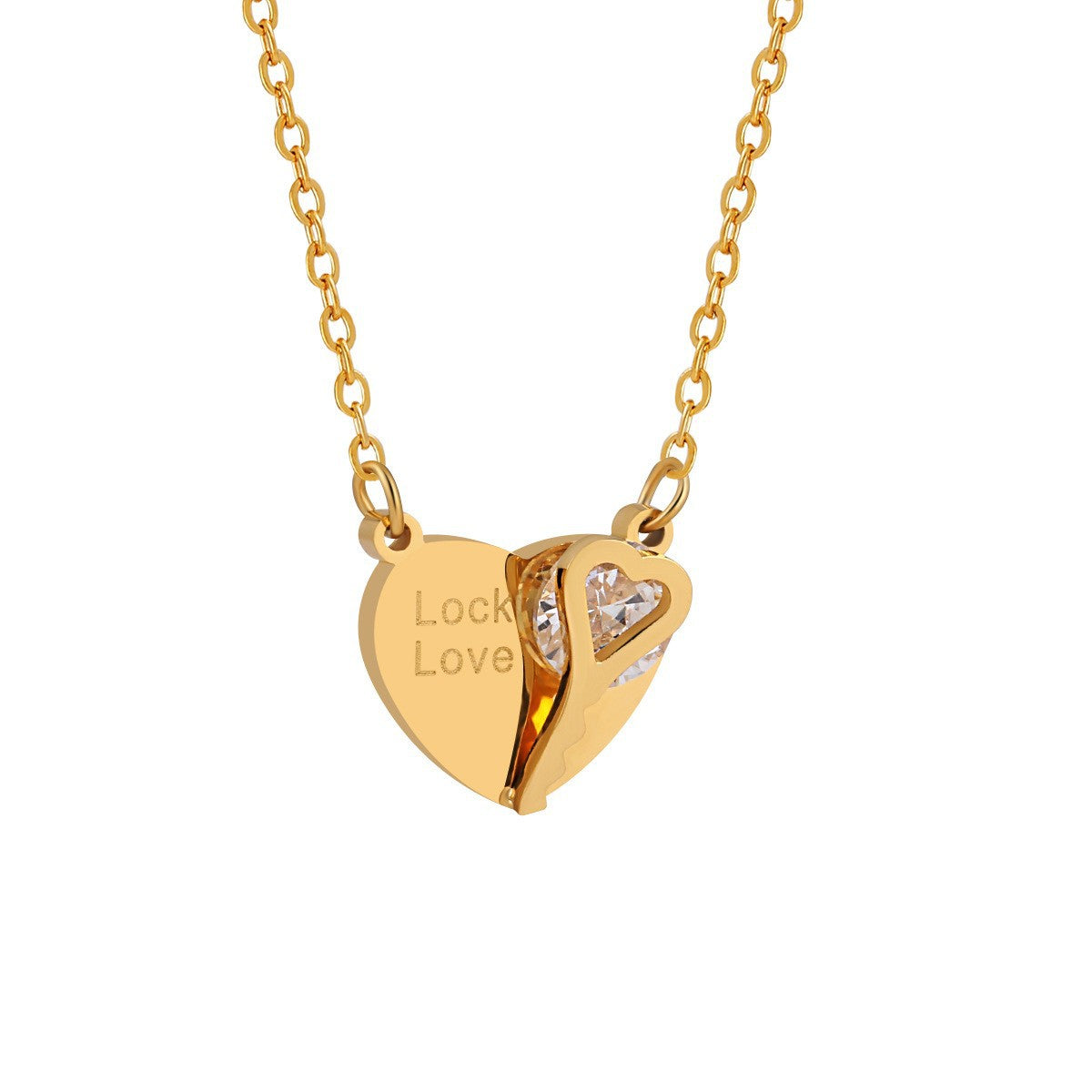 Wholesale Gold-Plated Titanium Steel Heart Rhinestone Clavicle Chain - Fashion Jewelry Accessory for Gift