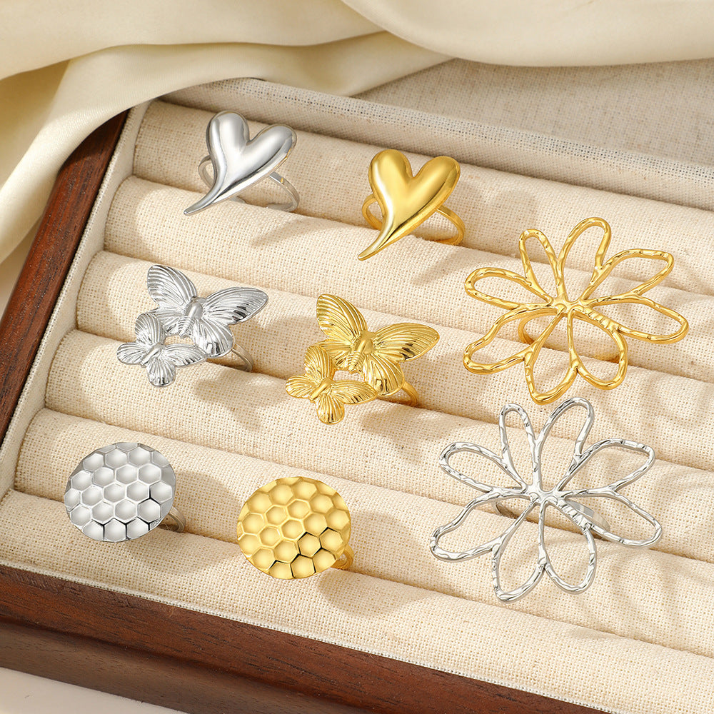 Wholesale temperament popular stainless steel butterfly ring