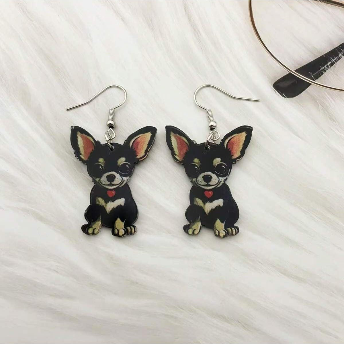 Wholesale Chihuahua Puppy 2D Acrylic Earrings