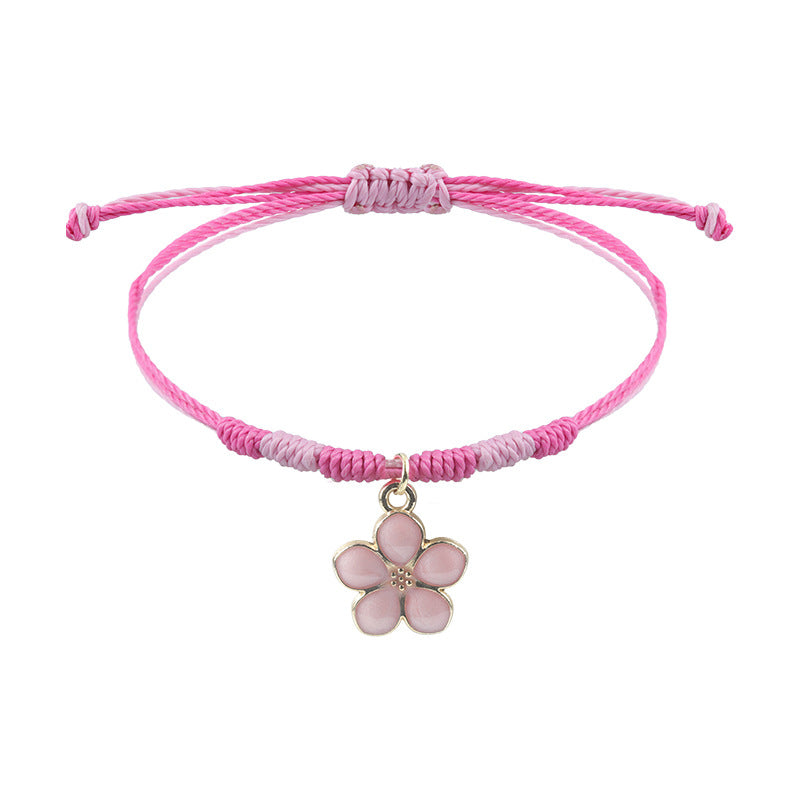 Wholesale  pink clover love woven bracelet pink butterfly bracelet