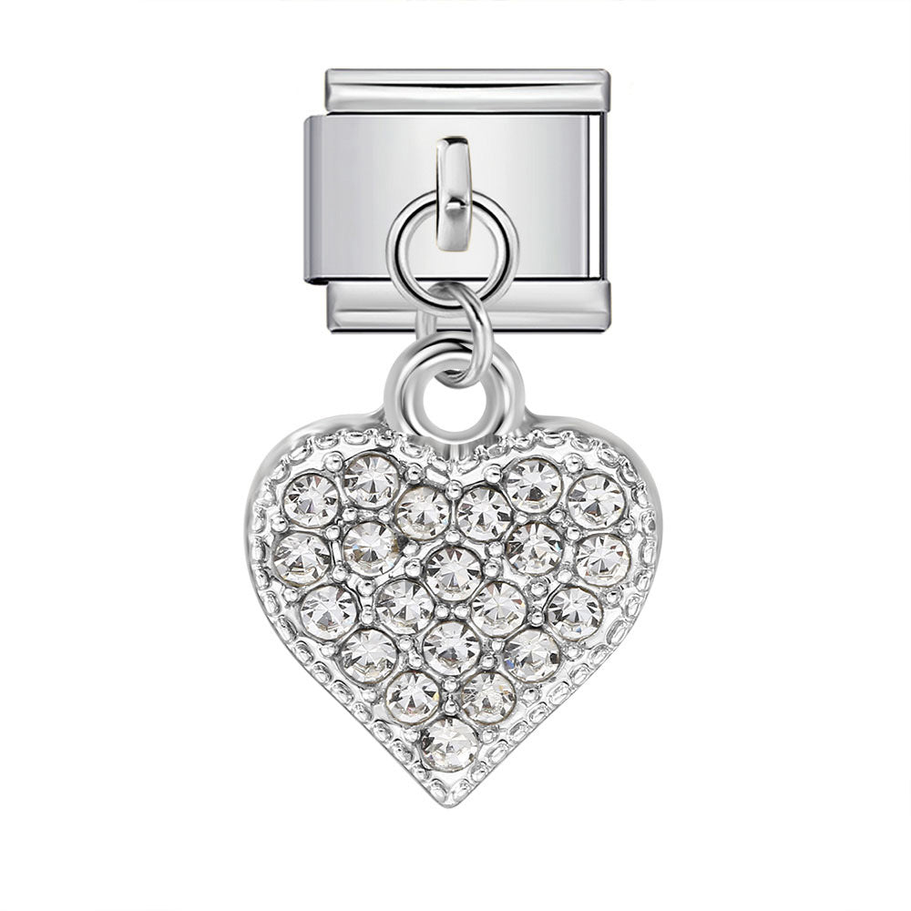 Wholesale Italian Charm Bracelet 9mm DIY Splicing CuteColorful Heart   Creative Stainless Steel Composable Bracelet