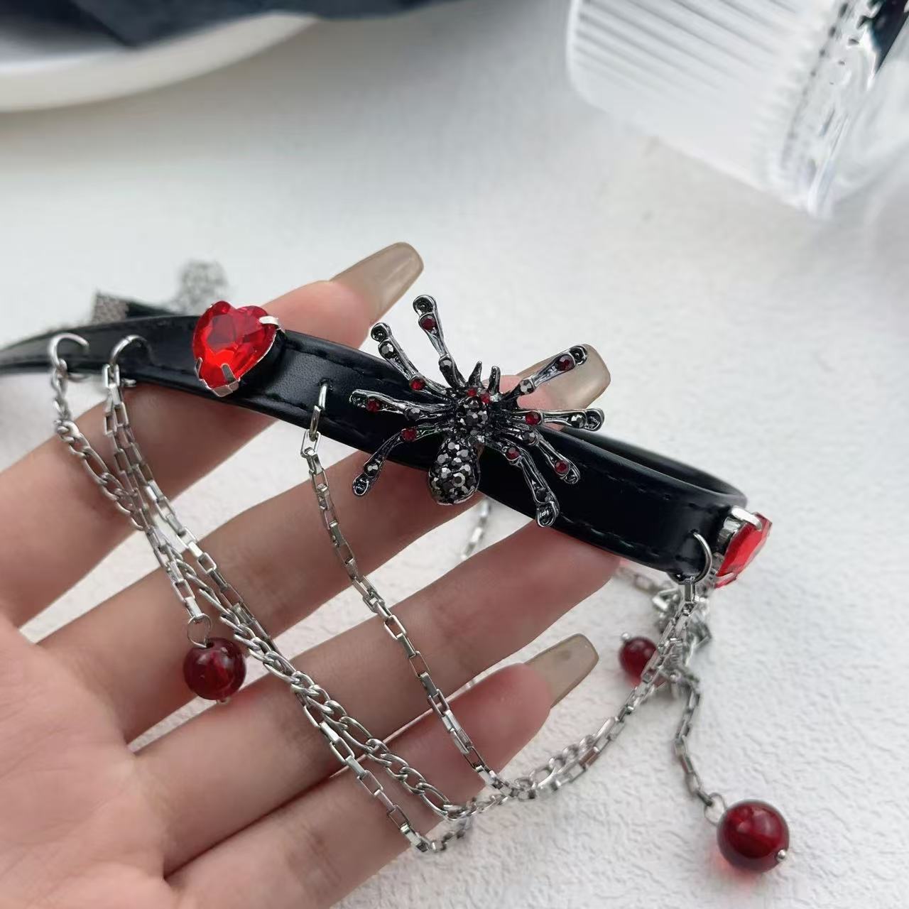 Wholesale Mixed Material Black Gothic Lolita Choker Necklace Cross  Design  Y2K Fashion Jewelry Accessory For Women