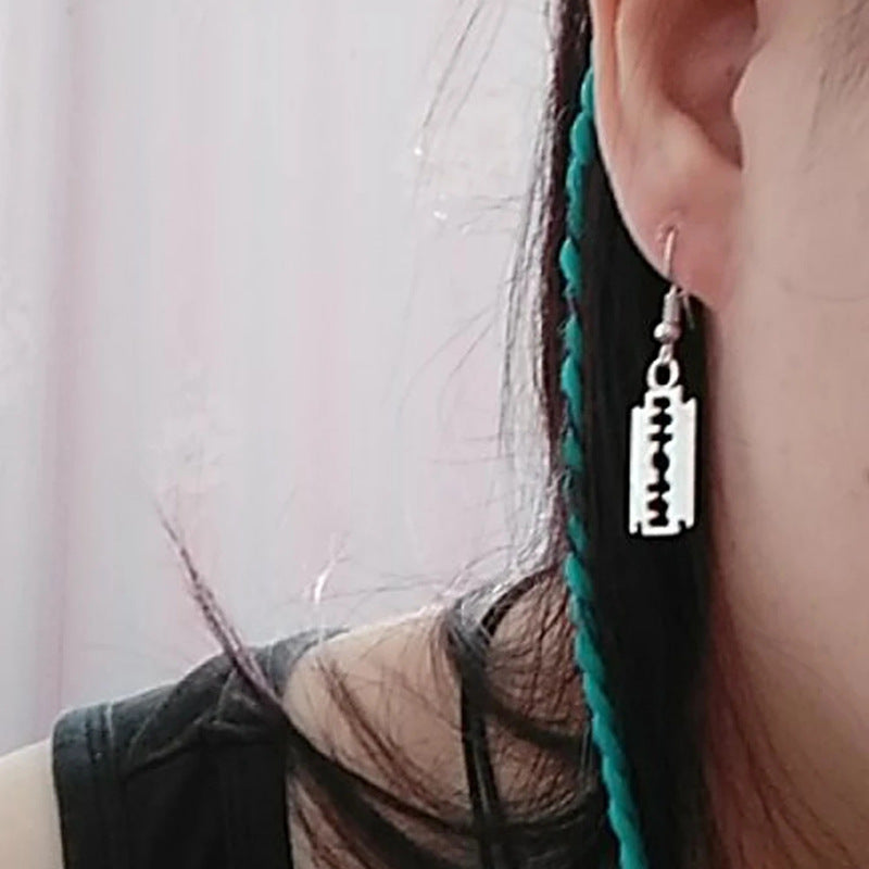 Wholesale Alloy Gothic Punk Razor Blade Earring and Pendant Set for Women Party Rock