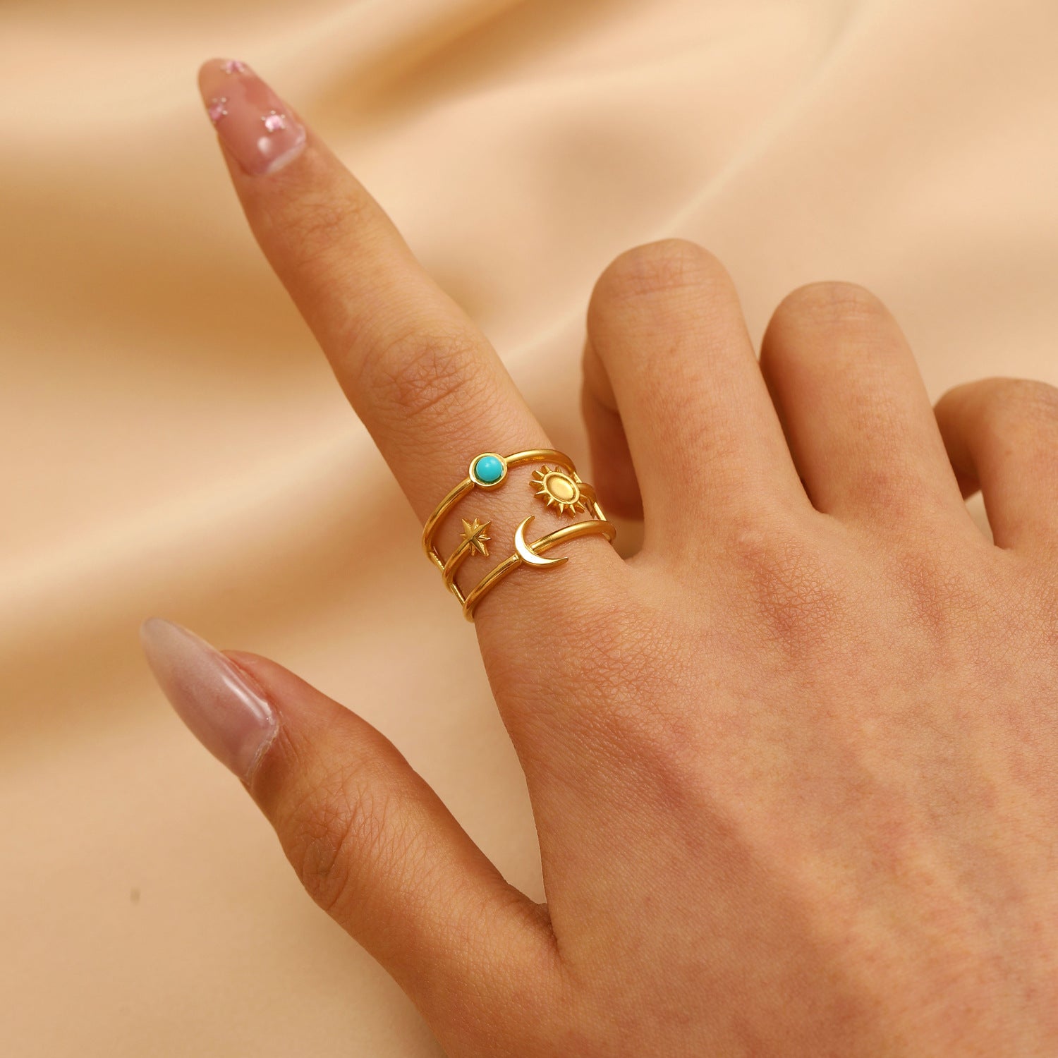 Wholesale Gold Tone Stainless Steel Open Heart Ring With Rhinestones Women S Fashion Jewelry Gift Boutique Resale