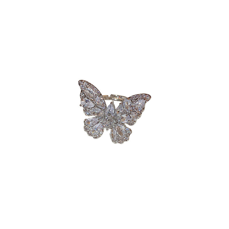 Wholesale  Zircon Butterfly Open Ring Fashion Light Luxury Rings