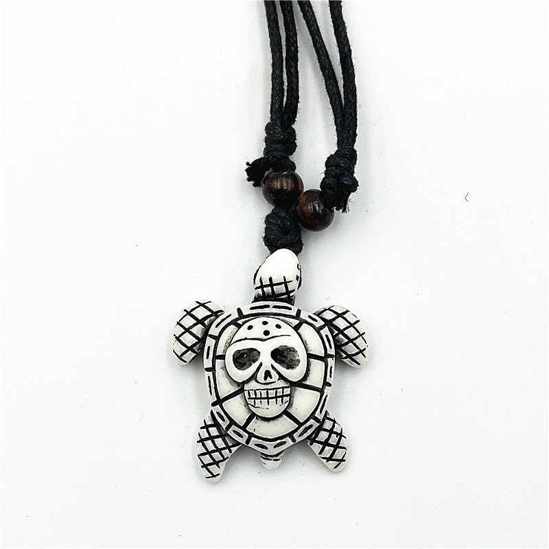 Wholesale Vintage Turtle Necklace Carved Turtle Pendant Resin Sweater Chain ACC-NE-ShuangDe001