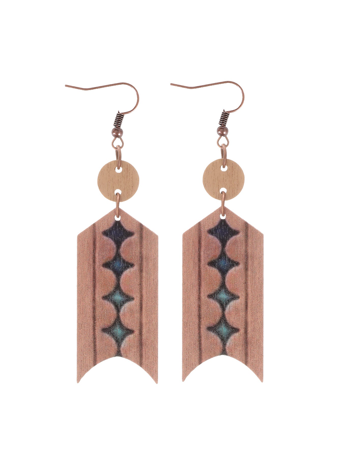 Wholesale  Western Style Hollow Out Cactus Sheep Head Pattern Irregular Shape Wooden Earrings