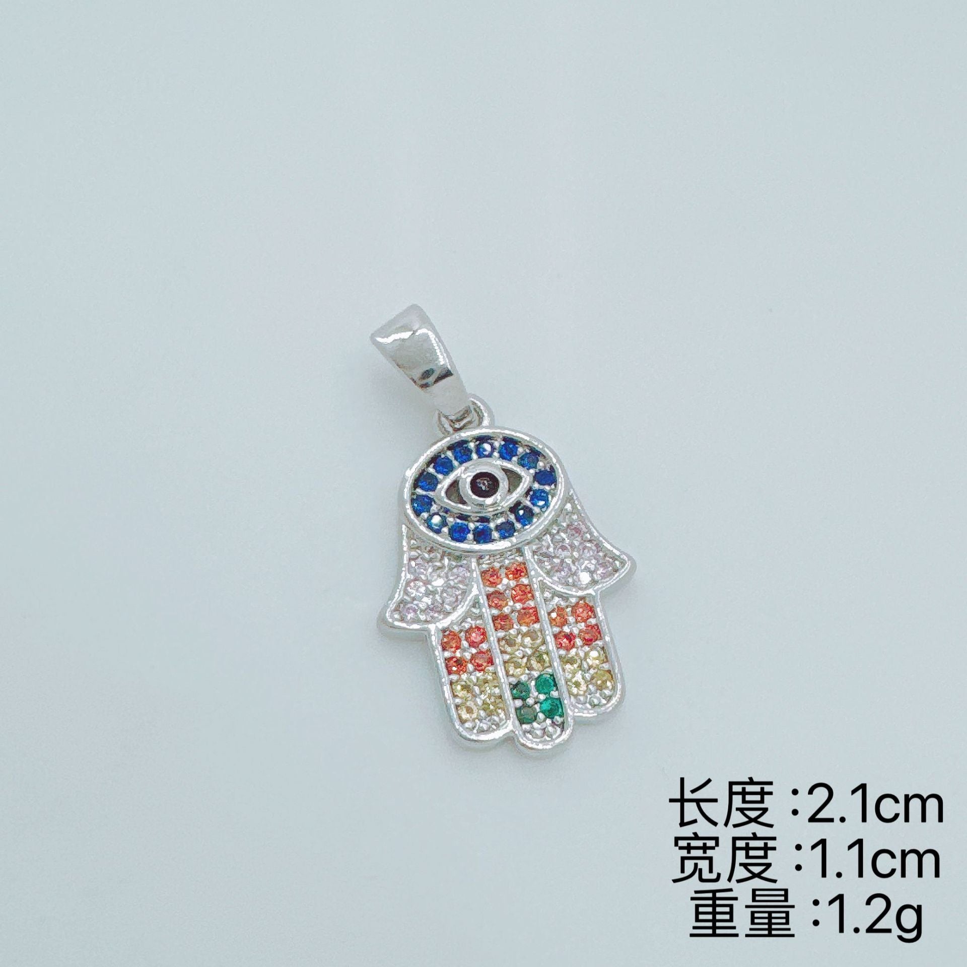 Wholesale Trendy Hamsa Pendant 18K Gold Plated Copper Zircon Jewelry Accessory Gift