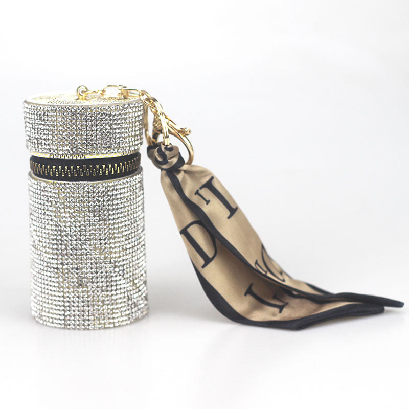 Wholesale PU Leather Rhinestone Lipstick Bag Mini Storage Bag Keychain ACC-KC-CanWu001