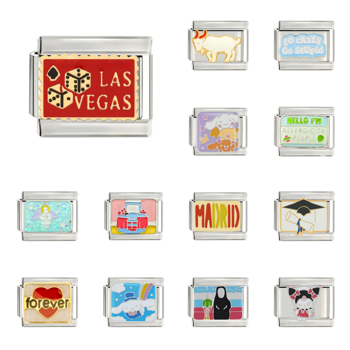 Wholesale 9mm Italian Charm Starter Bracelets DIY square Single Section Creative Stainless Steel Composable Bracelet