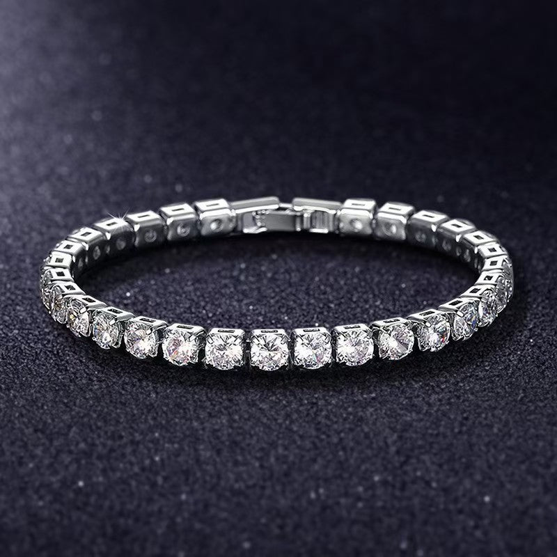 Wholesale Titanium Steel Zircon Tennis Bracelet - Single Row 4mm Round,  Fashion Jewelry Accessory for Resale