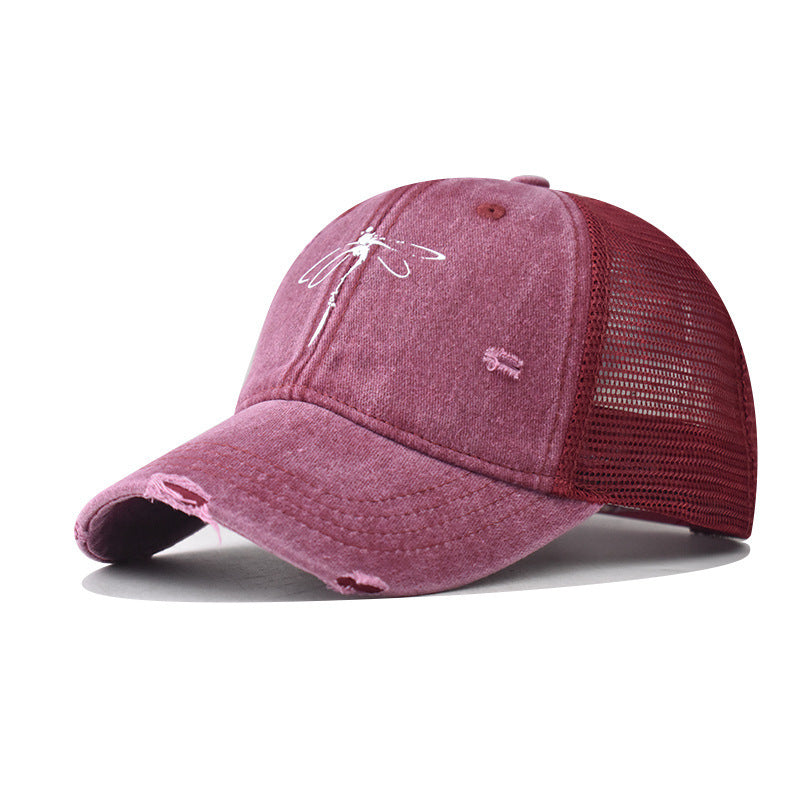 Wholesale Chic Butterfly Navy Blue Baseball Cap Adjustable Sun Protection Summer Resale