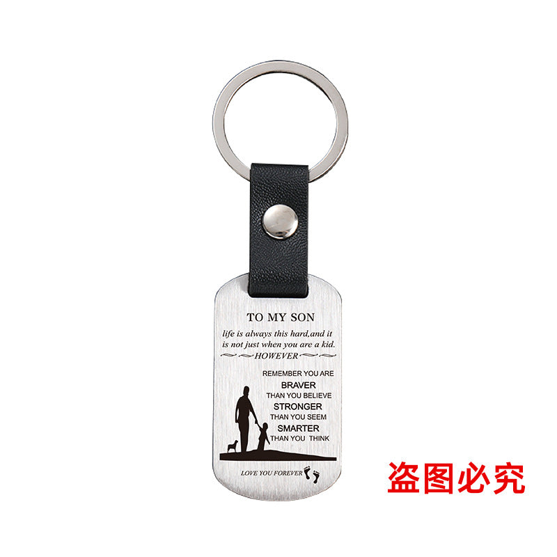 Wholesale Family Gift for Son Metal Leather Keychains ACC-KC-GangGu031