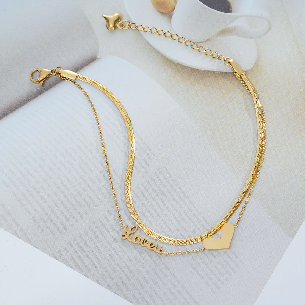 Wholesale Love Design Gold Plated Titanium Steel Bracelet Fashion Jewelry Gift