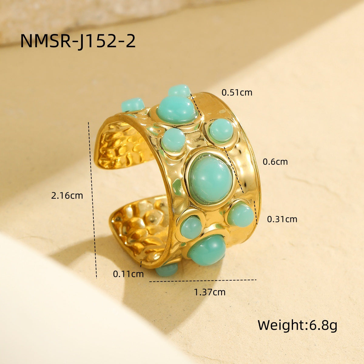 Wholesale  Multi-gem Opening Ring Retro Stainless Steel Rings