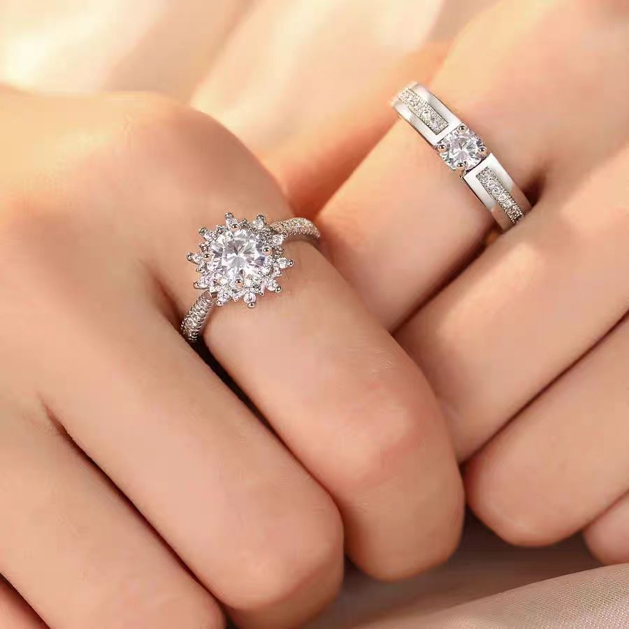 Wholesale Fairy Tale Wedding Ring Set - Adjustable Copper Couple Rings,  Unisex Electroplated,  Jewelry Accessory for Boutique Resale