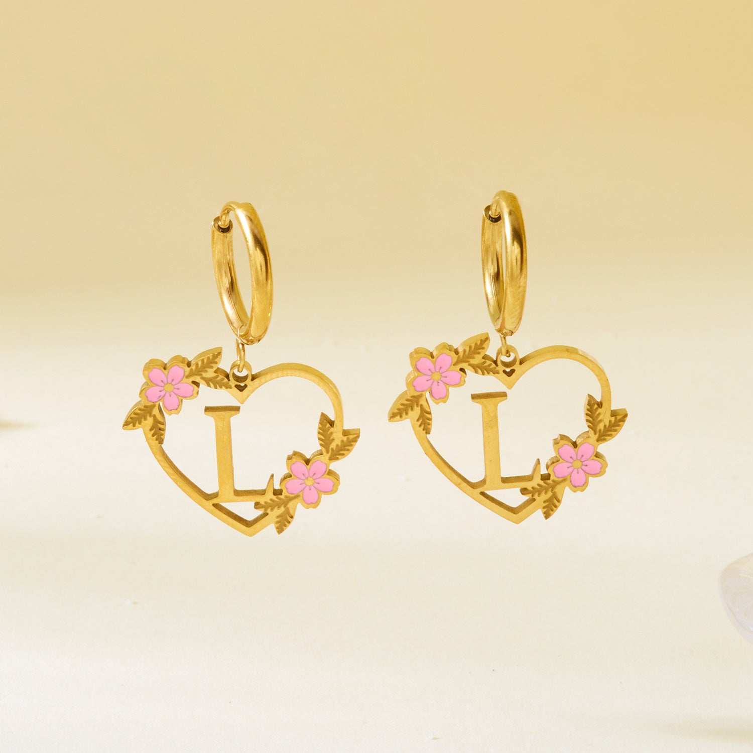 Wholesale Luxury Cut Out Stainless Steel 26 English Letter Earrings