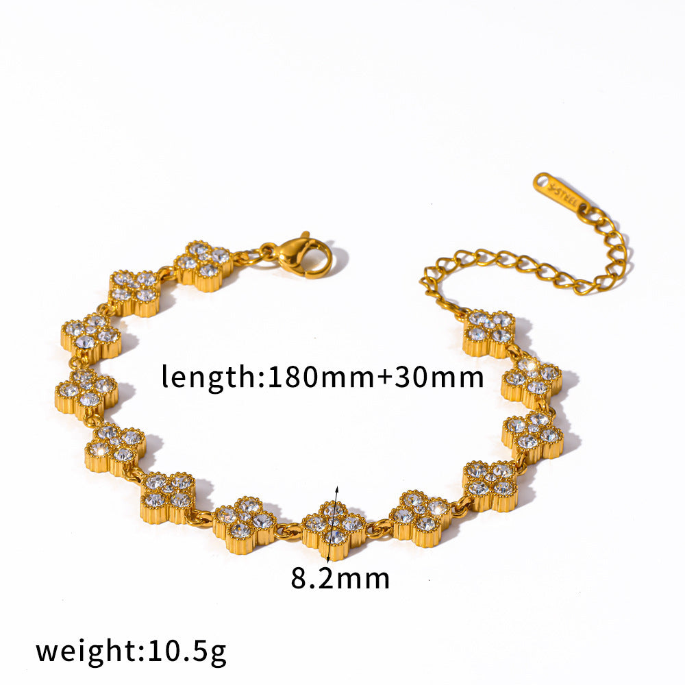 Wholesale Stainless steel bracelet inlaid with colored diamonds light luxury and high-end feel