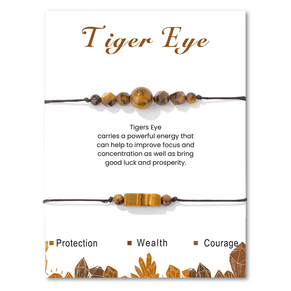 Wholesale Tiger' s Eye Woven Bracelet Long Square Strip Diamond Natural Stone  Bracelet