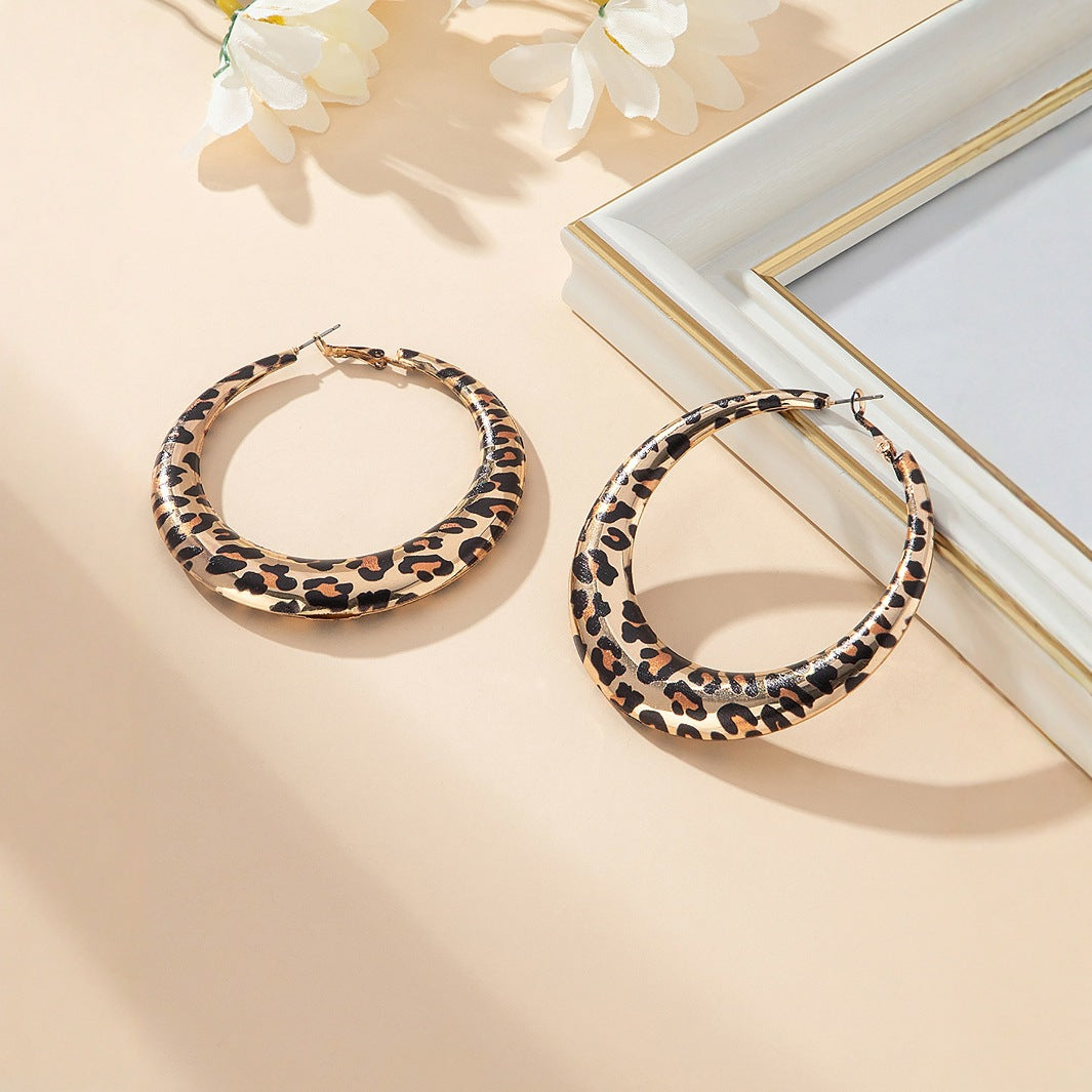 Wholesale leopard print exaggerated large earrings