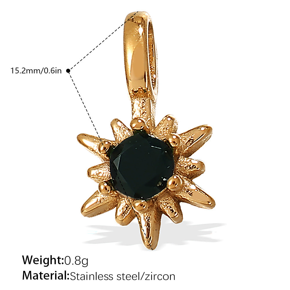 Wholesale 18K gold plated geometric colored gemstone rectangular five-pointed star   Charms