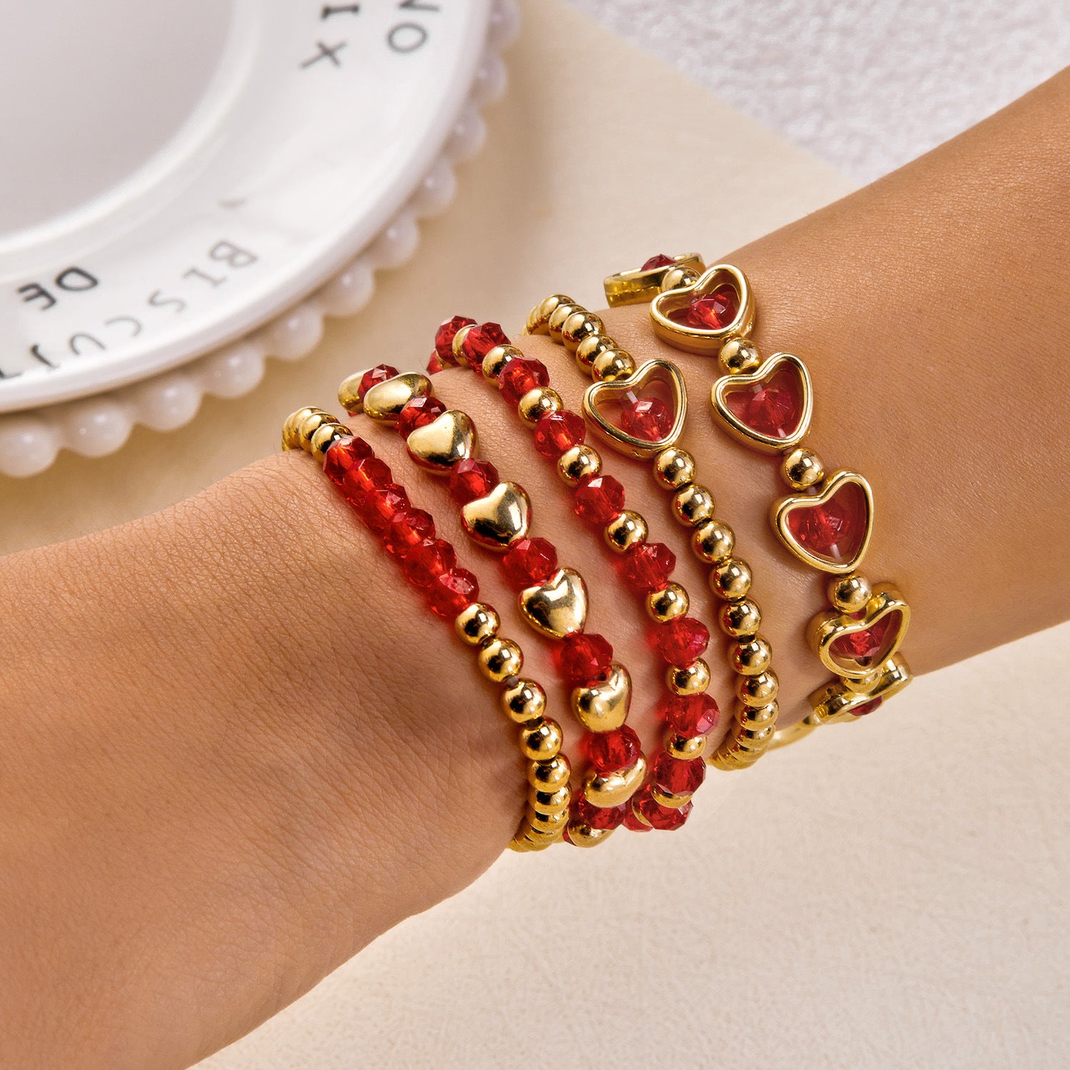 Wholesale Heart-Shaped Strawberry Bracelet Set