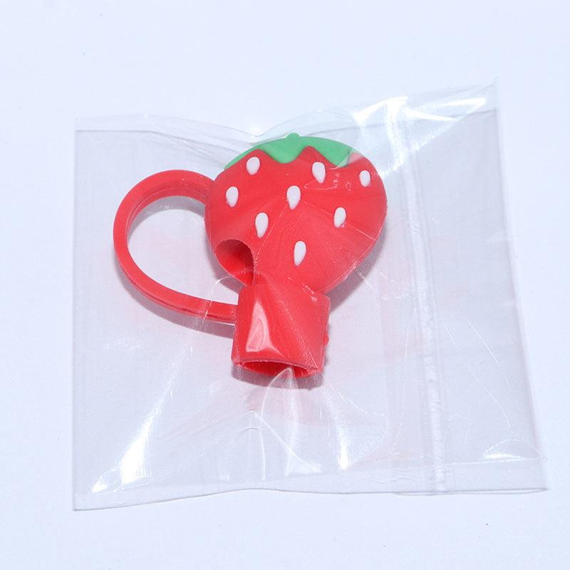 Wholesale 10mm Strawberry PVC Soft Straw Tube Cap
