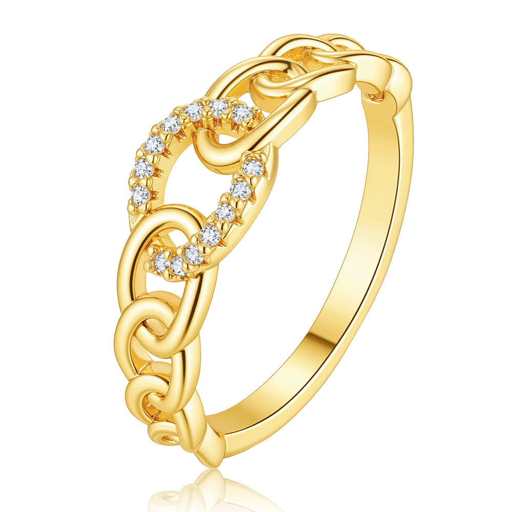 Wholesale Gold Copper Zircon Geometric Open Ring Chic Jewelry Accessory For Women S Gift And Resale
