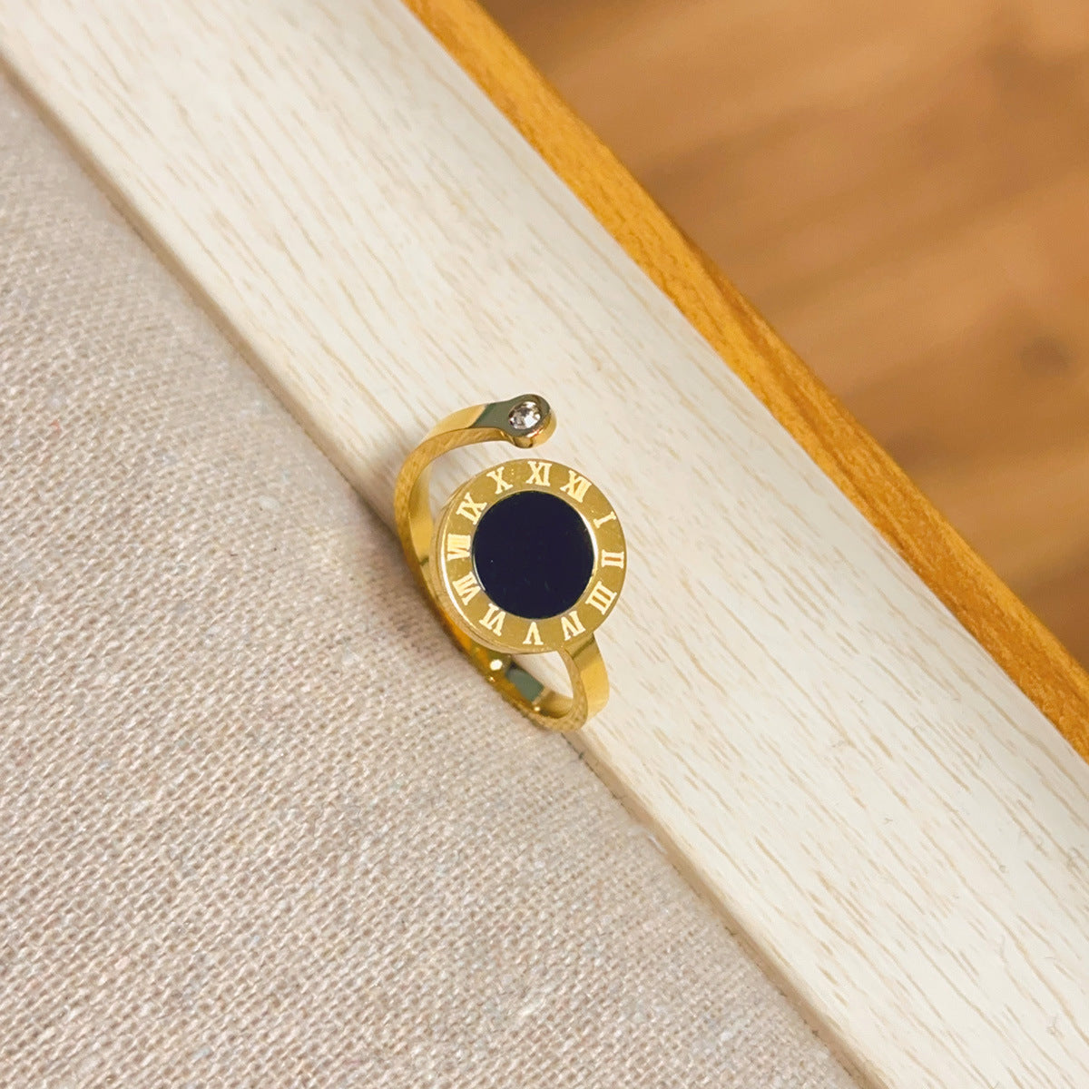 Wholesale  Roman numeral titanium steel adjustable opening ring