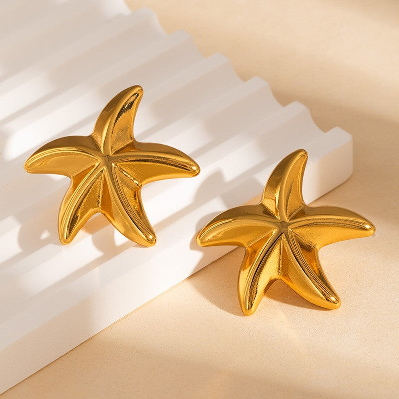Wholesale Stainless Steel Starfish Hoop Earrings Fashion Boutique Accessory