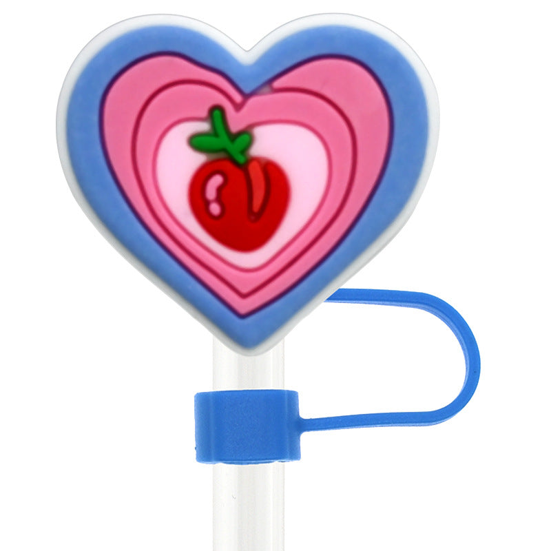 Wholesale Random 100pcs Creative Love 10mm PVC Soft Straw Tube Cap ACC-SCR-RYY097