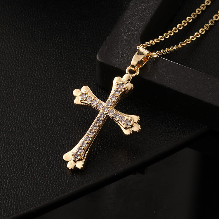 Wholesale Vintage Gold Cross Necklaces Zircon Clavicle Chain Choker Necklace ACC-NE-SY010