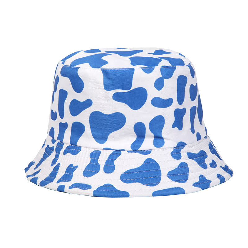 Wholesale  Fisherman Hat Cow Printed Double-sided Casual Basin Hat Bucket Hat