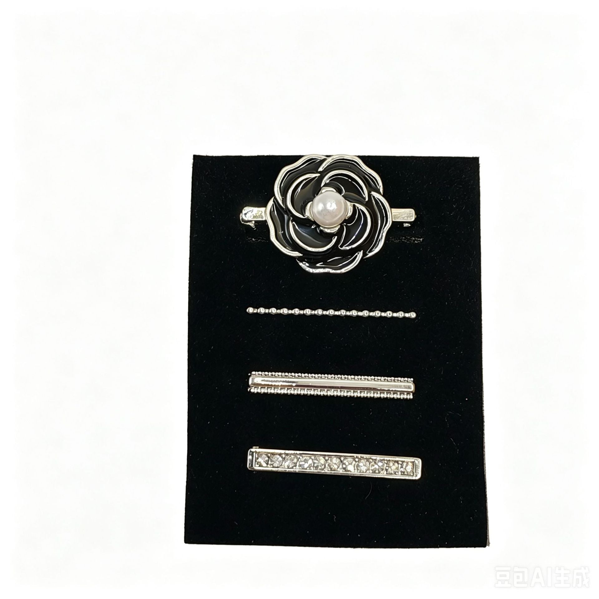 Wholesale Zinc Alloy Camellia Flower Decorative Accessory Set For Band Silver Silicone Strap 4 Pieces