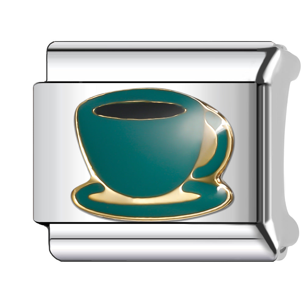 Wholesale Italian Charm Bracelet 9mm DIY Splicing Food & Beverage Series Stainless Steel Composable Bracelet