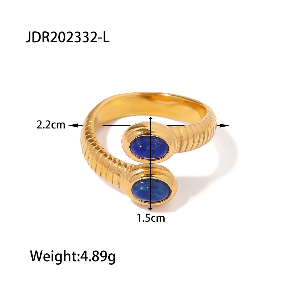 Wholesale Stainless Steel Natural Stone Geometric Ring Fashion Jewelry Accessory Everyday Wear