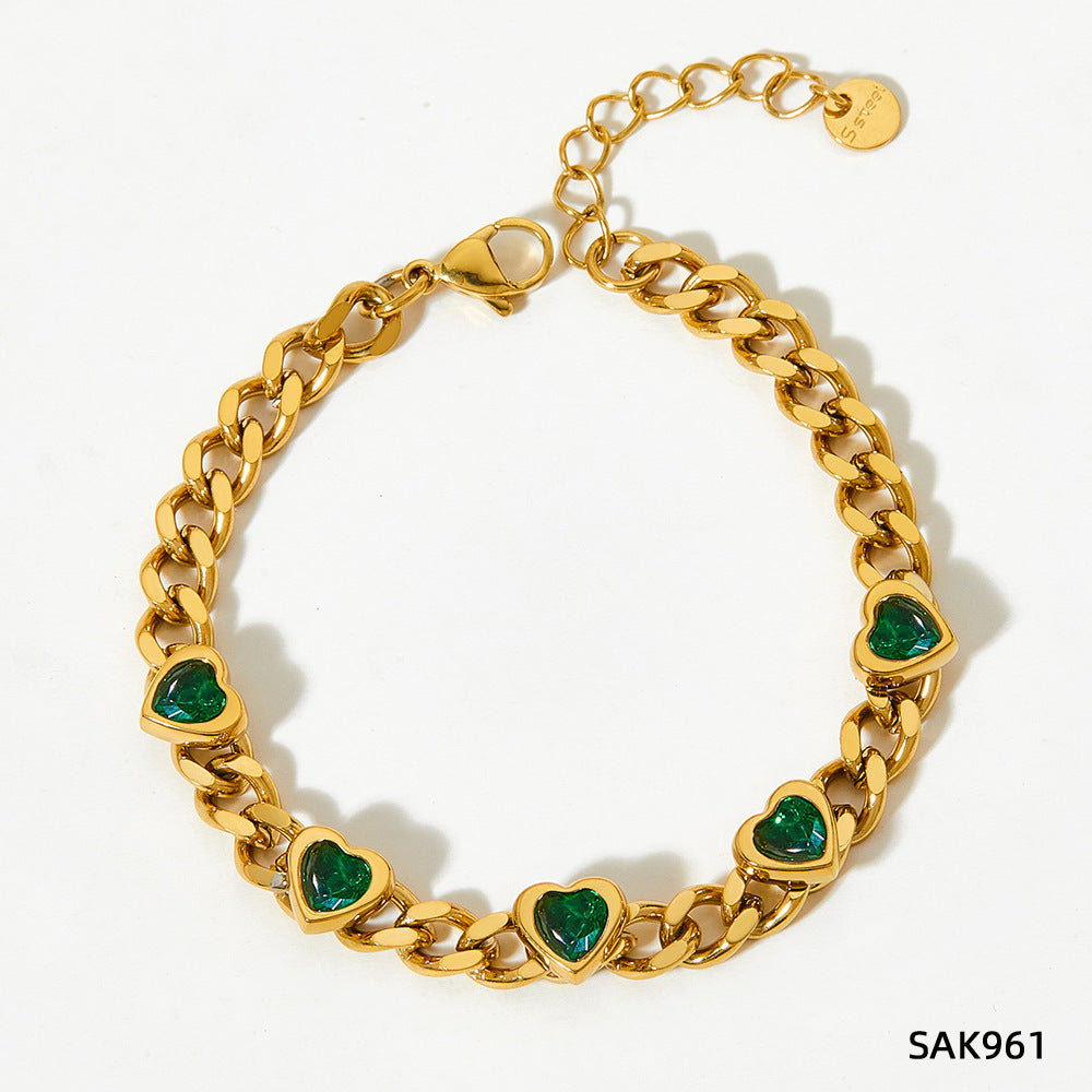 Wholesale Stainless steel bracelet stitching zircon bracelet set