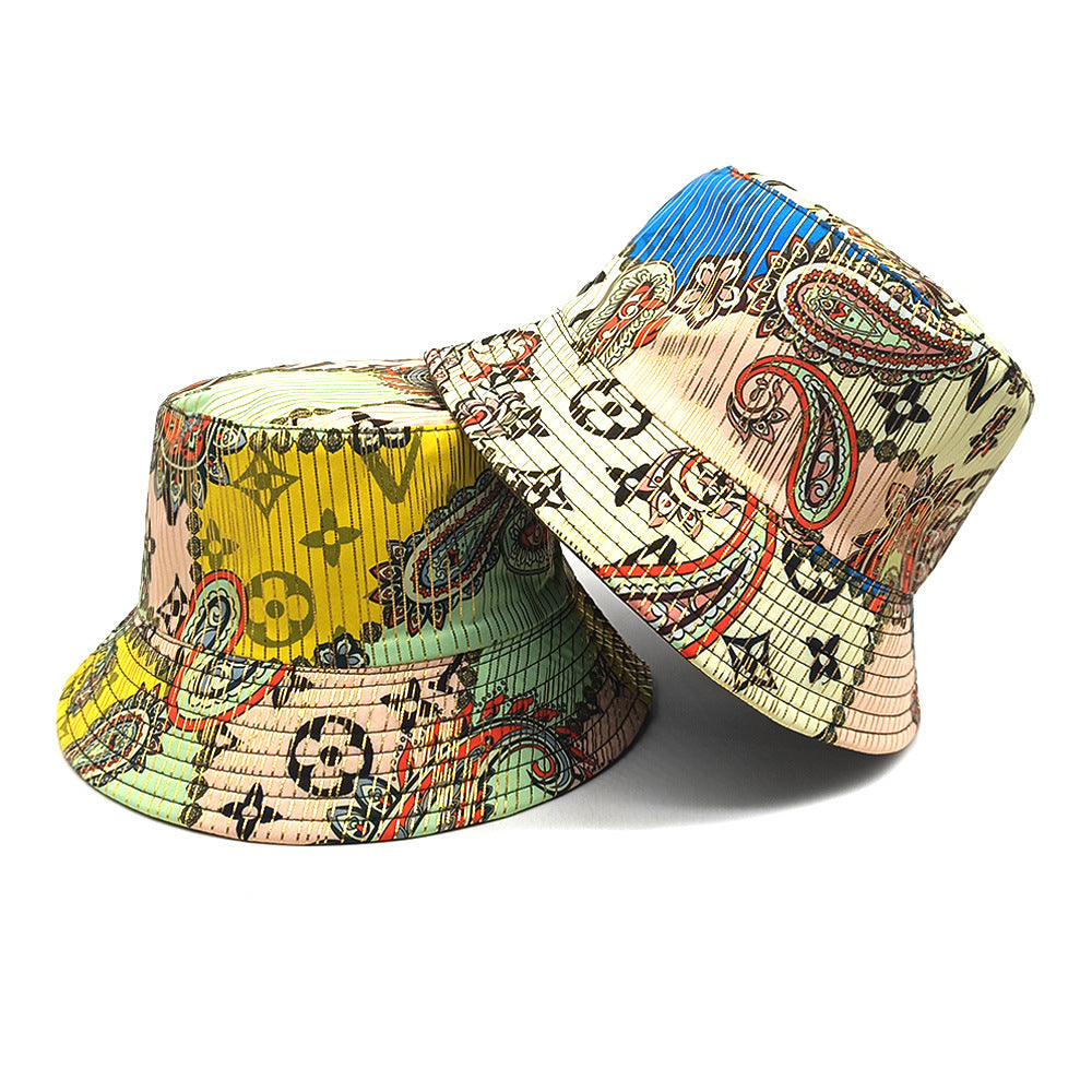 Wholesale Four Seasons Geometric Cashew Nut Flower Print Double-Sided Bucket Hat
