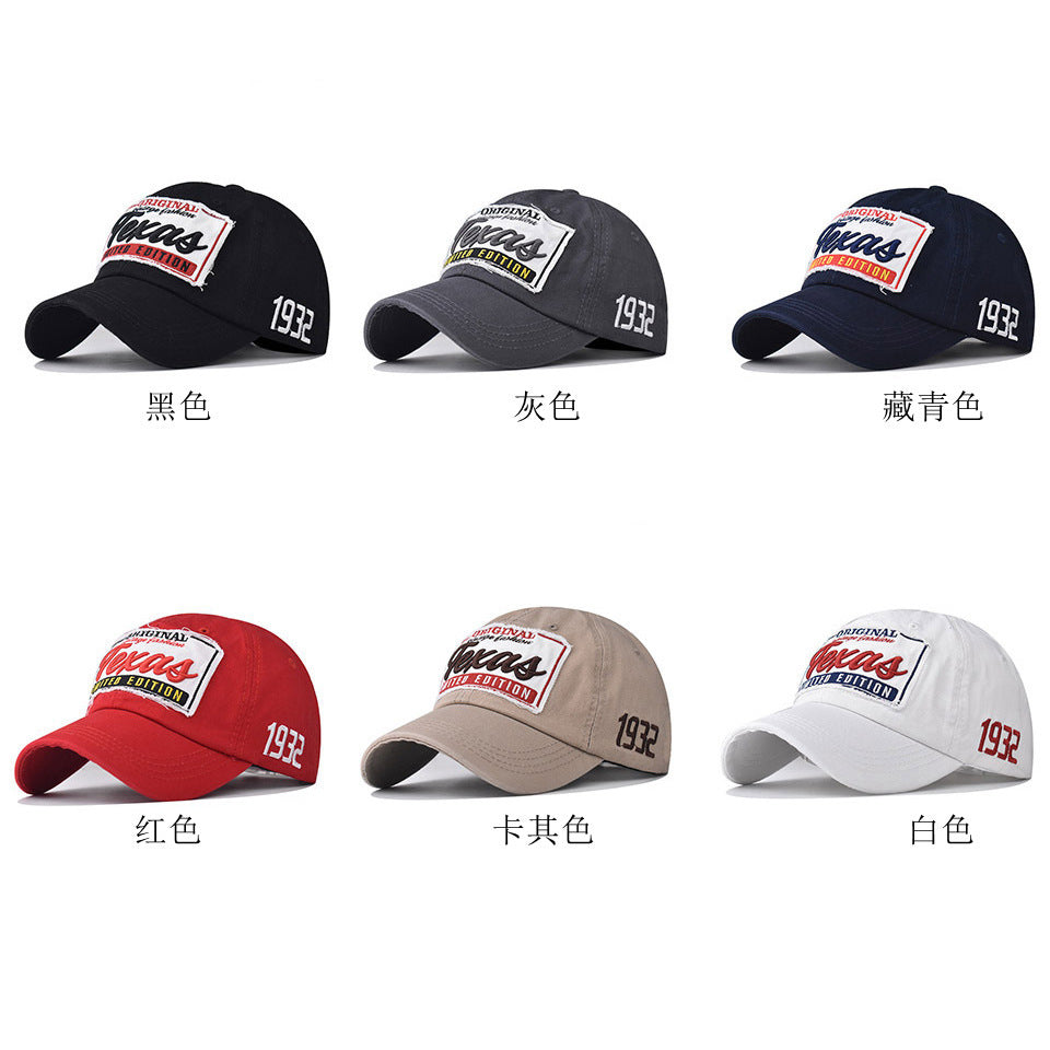 Wholesale Embroidered Texas Baseball Cap Washed Cotton Adjustable Outdoor Summer Sun Protection Trendy Gift