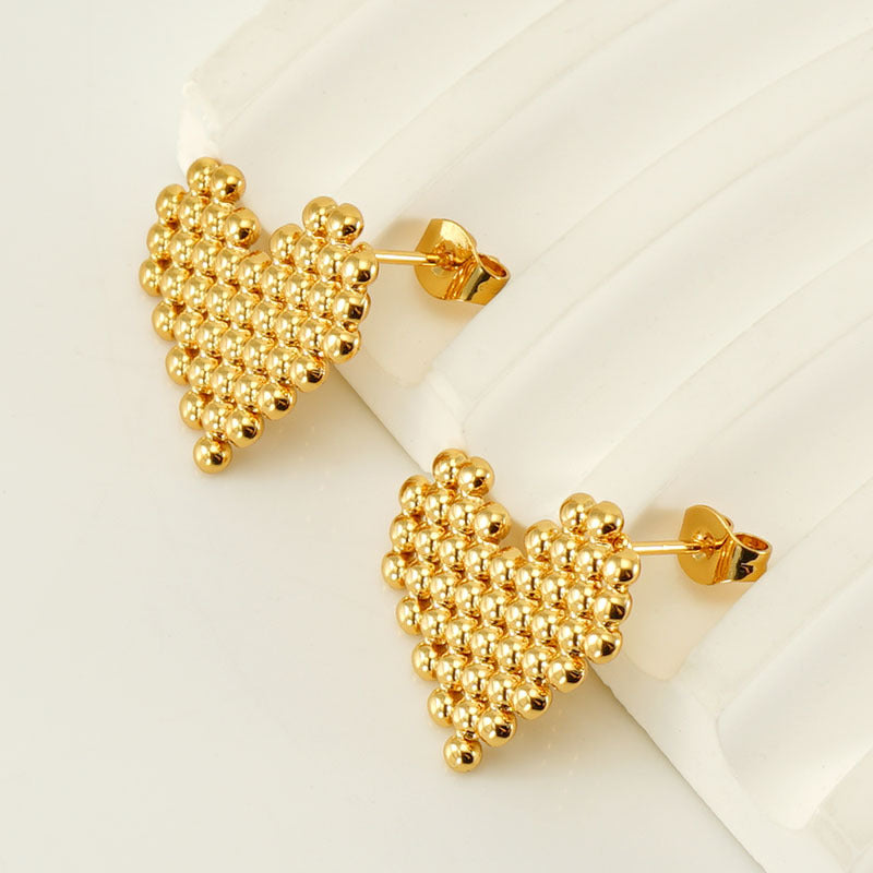 Wholesale titanium steel gold-plated love earrings