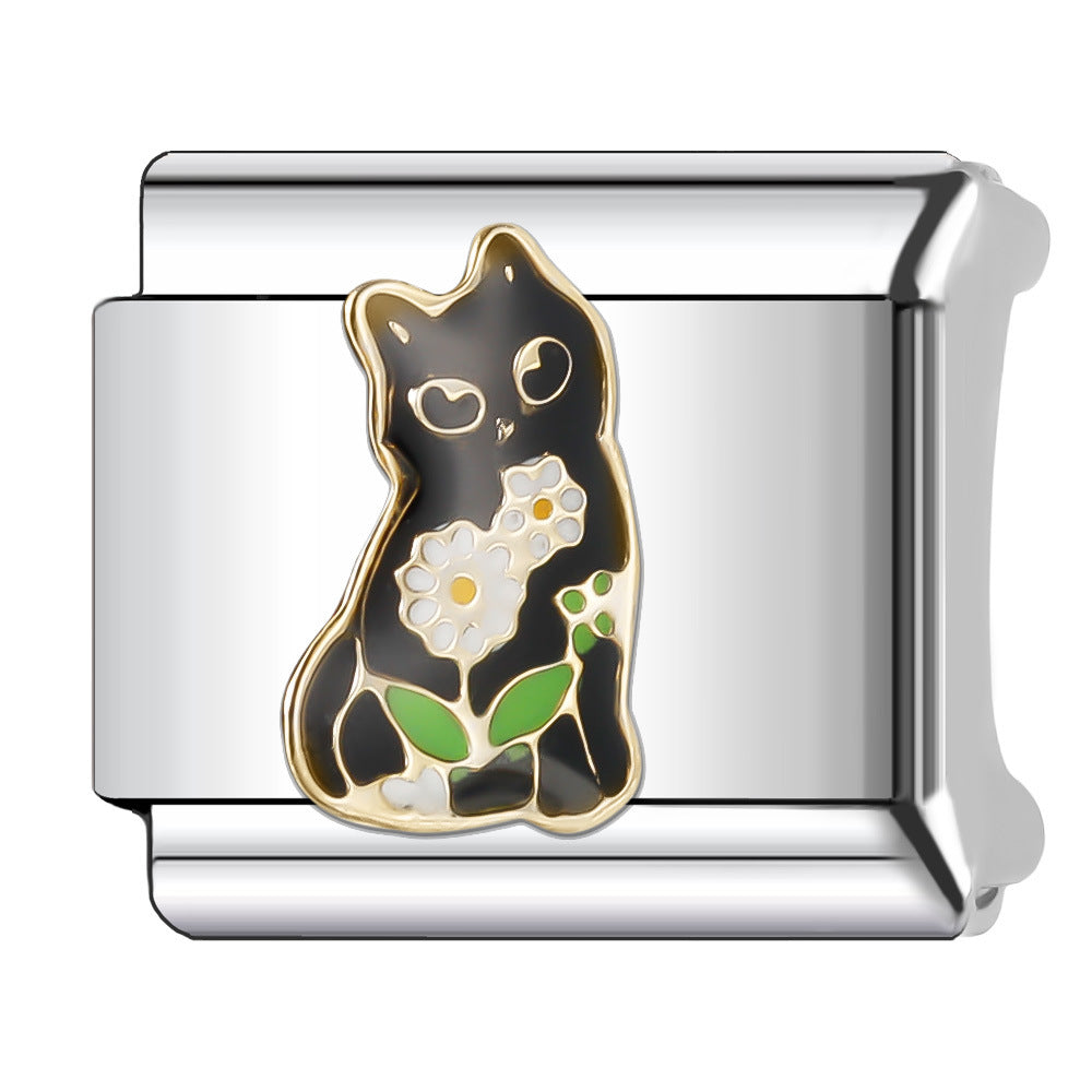 Wholesale Italian Charm Bracelet 9mm DIY Splicing Cute Cartoon Animal Stainless Steel Composable Bracelet