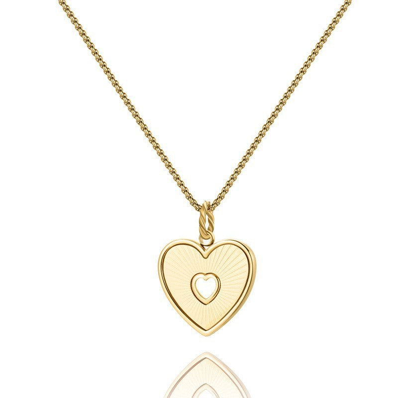 Wholesale Vintage 18K Gold Mother-of-Pearl Heart-Shaped Titanium Steel Necklace ACC-NE-MengJ013