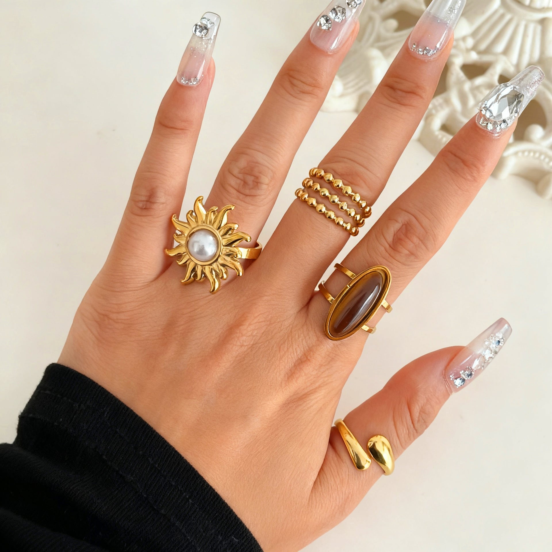 Wholesale Geometric Stainless Steel Ring,  Electroplated,  Boutique Resale Jewelry Accessory