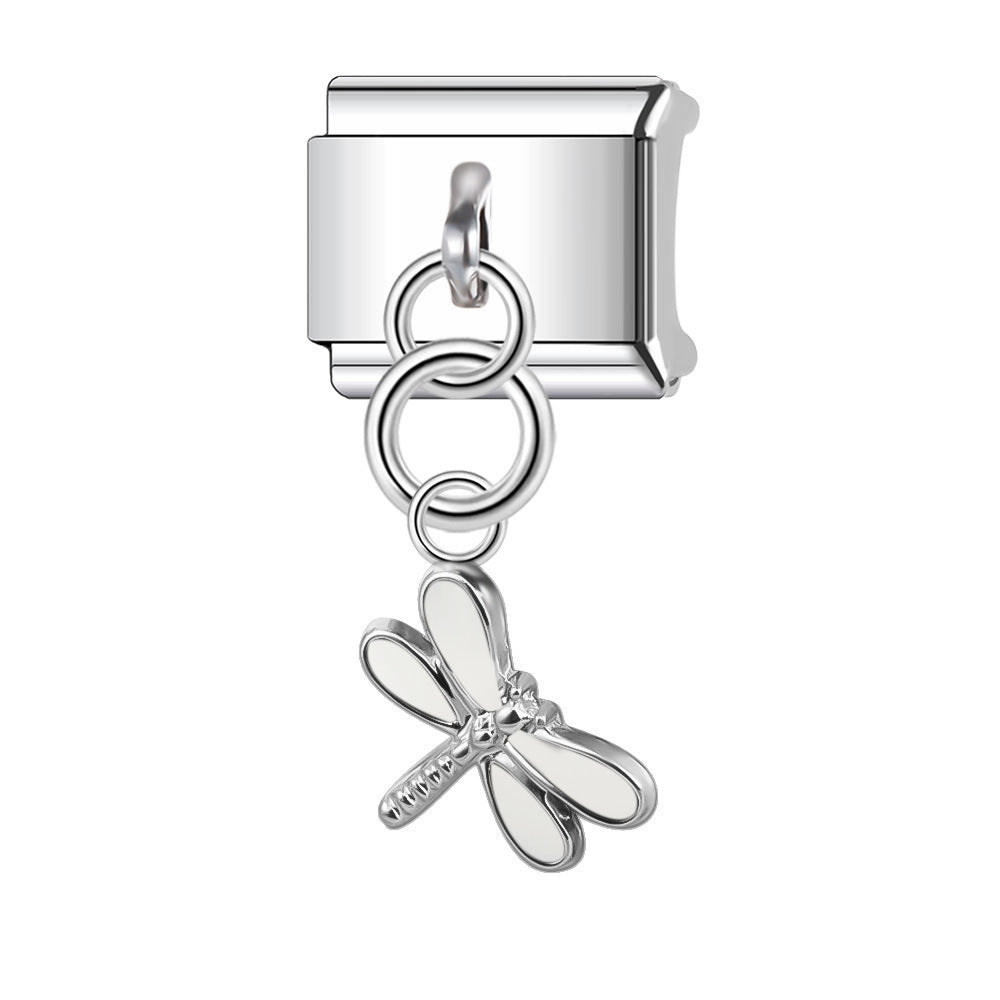 Wholesale Italian Charm Bracelet 9mm DIY Splicing Butterfly Pendant Stainless Steel Composable Bracelet