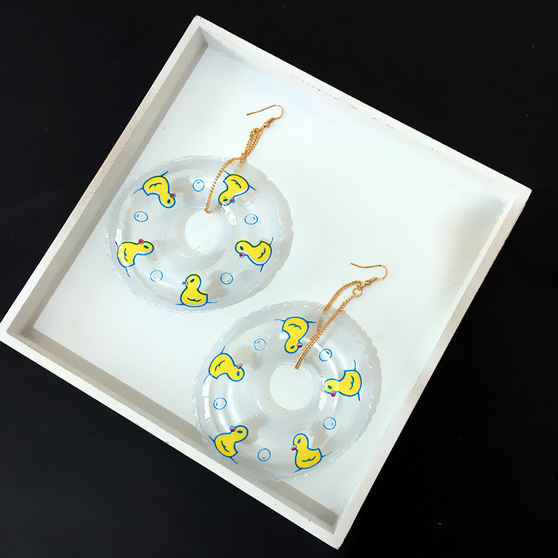 Wholesale Punk Style Cute Little Yellow Duck Swimming Ring Earrings ACC-ES-CT039