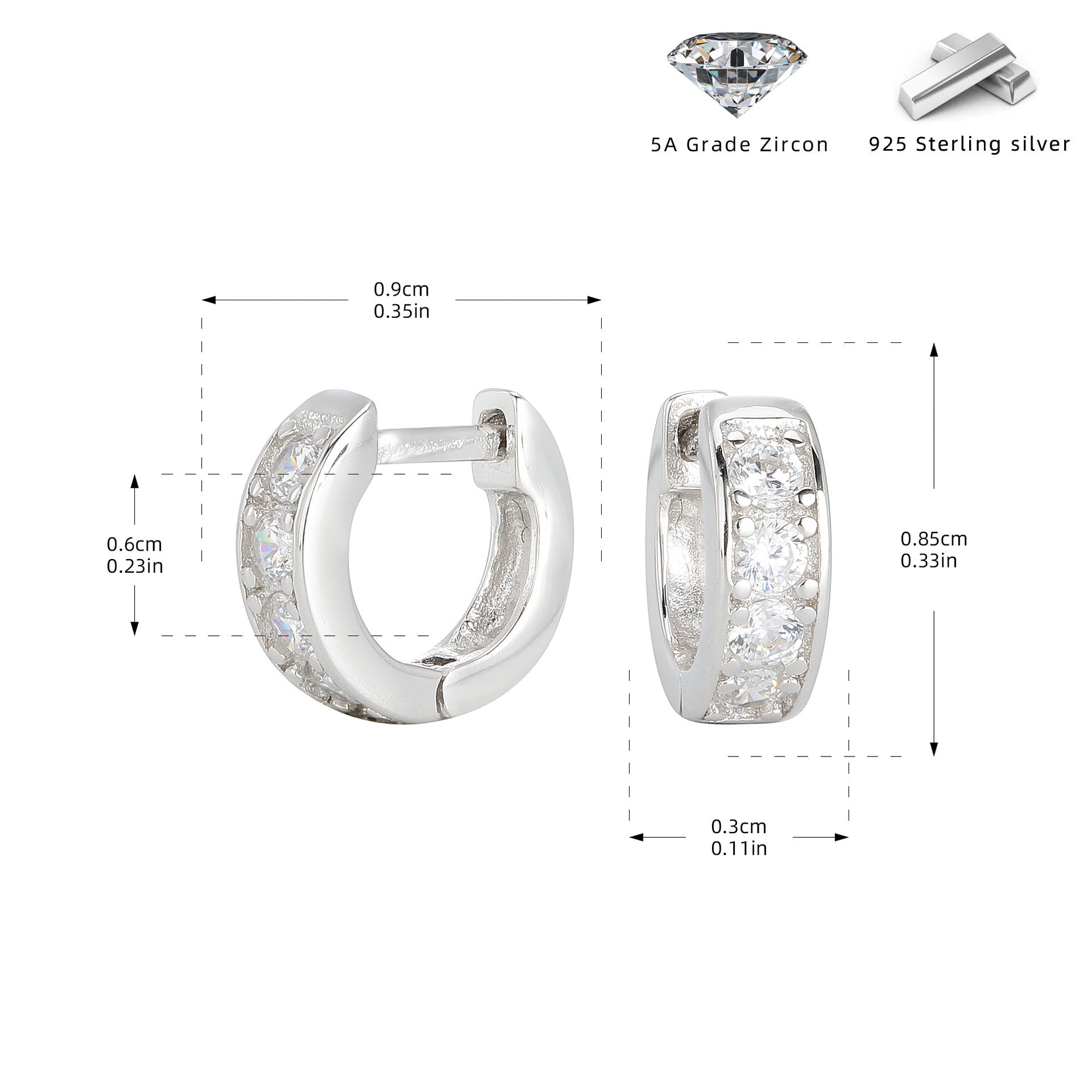 Wholesale s925 fashion simple stone earrings