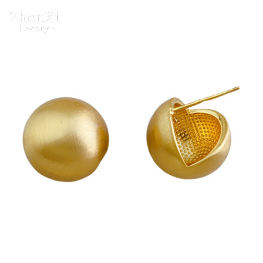 Wholesale Real Gold Electroplated Drawing Geometric Earrings