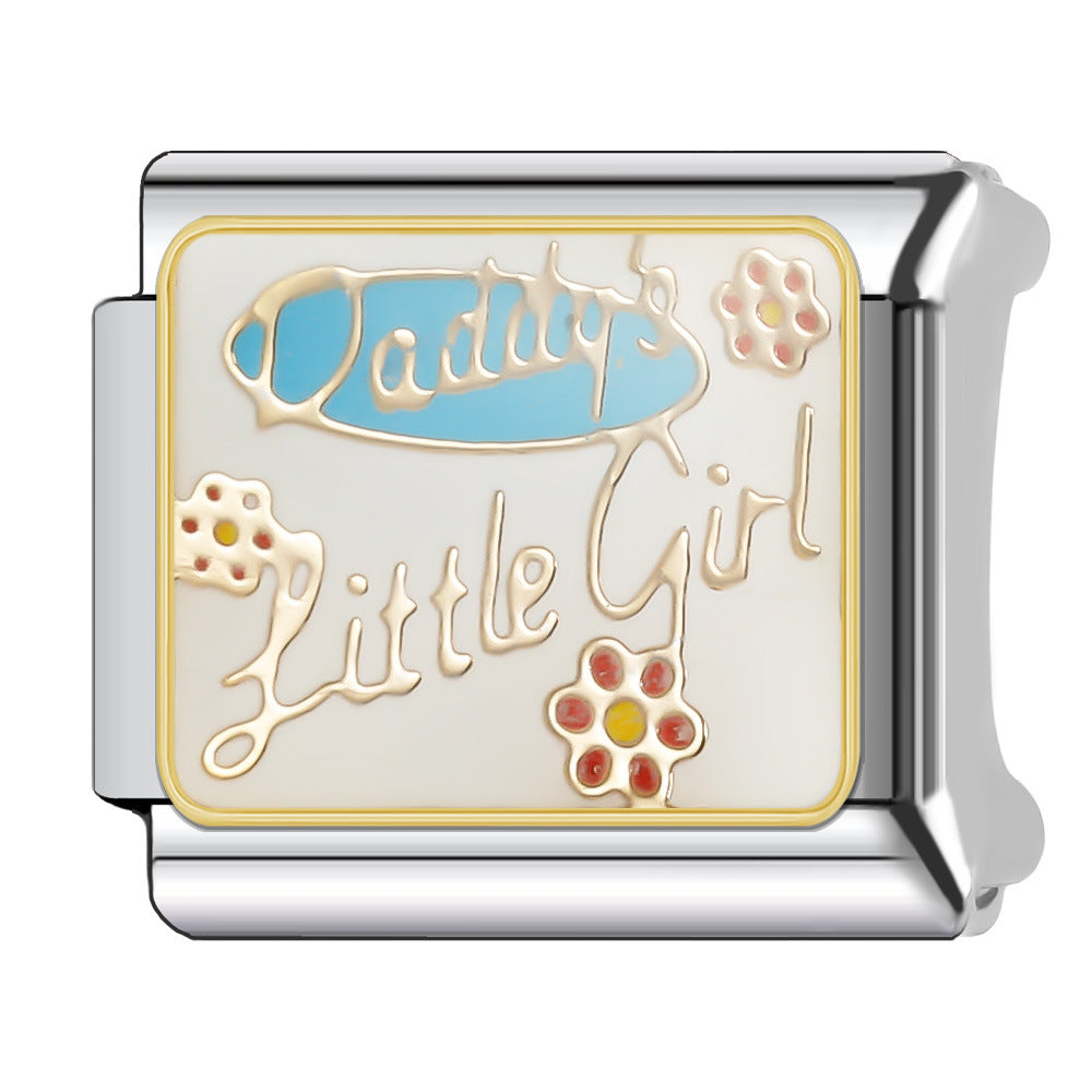 Wholesale Italian Charm Bracelet 9mm DIY English Series Creative Stainless Steel Composable Bracelet