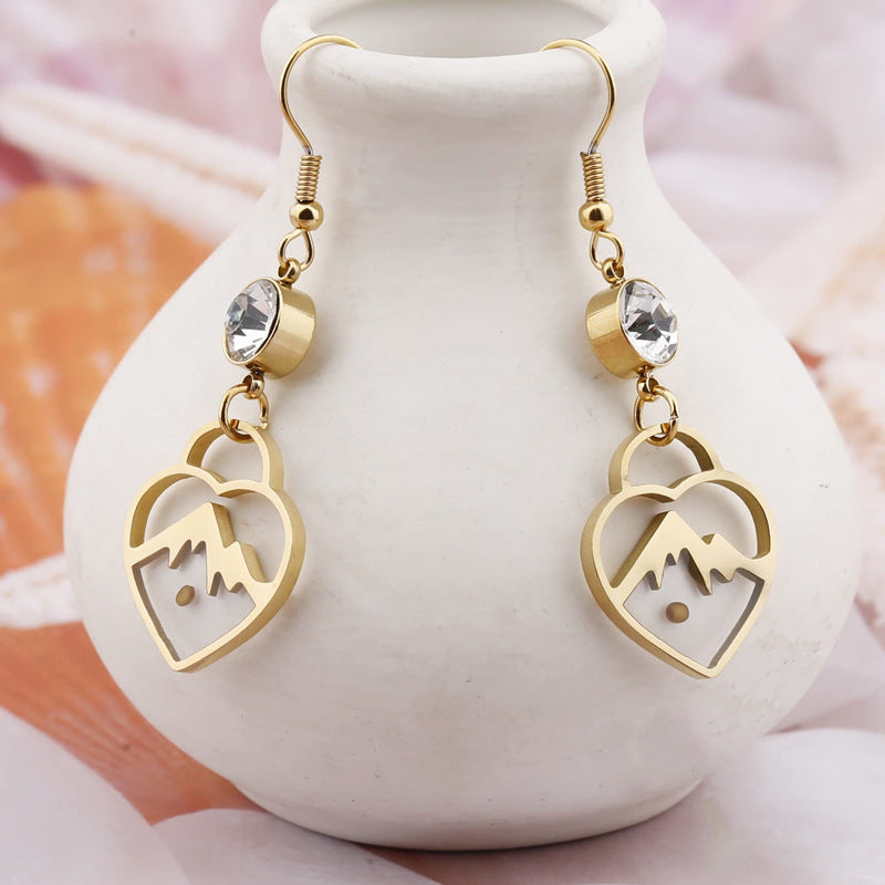 Wholesale  Love Lock Mustard Seed Heart Blingbling Earrings